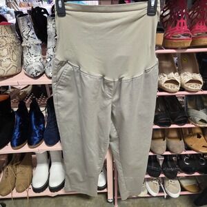 Duo Maternity Pants Beige Cropped Casual Comfortable Size Large